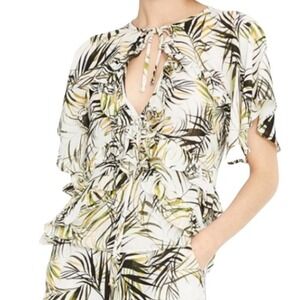 MISA Los Angeles Ozana Top Modern Palm Print